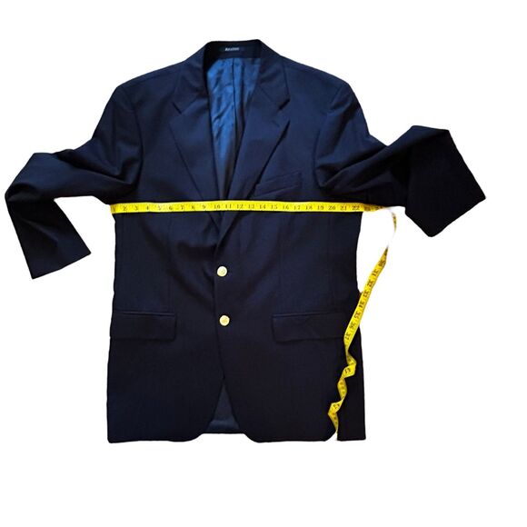 Polo University Ralph Lauren Blazer Mens 42 Tall Long Navy Blue Gold Buttons 42T - Picture 15 of 15